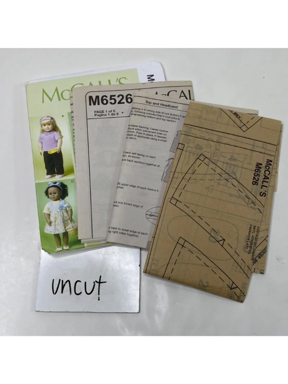 McCall’s M6526 18 Inch Doll Sewing Pattern Uncut Clothes Dresses Tops Cape Pants
